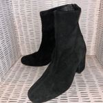 Free People  Cecile Black Suede Leather Block Heel Ankle Boots Booties‎ Sz 39 8.5 Photo 0