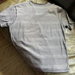 American Rag Gray Striped V Neck with Pouch T-Shirt Photo 3