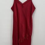Massini  Red Satin Long Nightgown Dress Sheer Embroidered Floral Size 2X Plus Photo 0