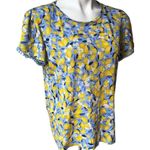 Ann Taylor Lemon Blossom Bobble Petal Sleeve Pure Linen Tee, Sz M Photo 7
