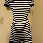 Lucy Paris Viscose Soft Striped Knitwear Crop Top & Flare Skirt Set Navy White S Photo 5