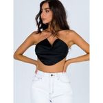 Princess Polly Julia Top Black Satin Backless Drape Cowl Neck Size US 6 S Small Photo 3