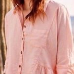 Anthropologie ✨ Holding Horses Linen Top Peplum Pink✨ Photo 0