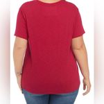 True Craft  womens size 0X plus size boxy crew neck graphic t-shirt merlot color Photo 2