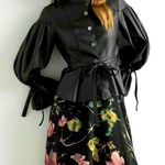 BCBGMAXAZRIA NWT FAUX-LEATHER PLEATED SLEEVE STRETCH JACKET Photo 0