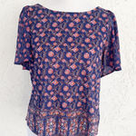 Lucky Brand  Dark Blue Floral Top Photo 0
