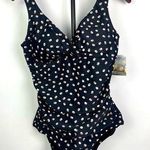 Seekers Australia Black Shaping Tan White Polka Dot One Piece Bathing Suit Sz 10 Photo 0