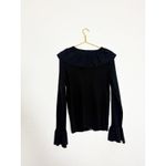 Boston Proper Black Ribbed Knit Ruffled Cardigan Large Bell Sleeves Whimsygoth Photo 8