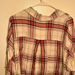 Lou & grey Faux Wrap Plaid Top White Red Photo 7