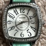 Embassy women’s vintage genuine leather teal/silver crystal watch one‎ size Green Photo 2