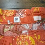 Gap LINEN Shorts Sz S ORANGE Tropical Pull-On Floral Boxy Beach Travel Coastal Photo 1