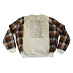 Handmade Unique One of a Kind Flannel Sleeve Love Your Neighbor Cream Sweatshirt M L Photo 4