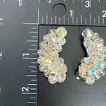 Vintage 50’s LAGUNA Faceted AB Crystal Aurora Borealis Crawler Clip On Earrings White Photo 10