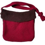 Hand Knit Crossbody Bag Brown Burgundy Boho Slouchy Women’s Purse Festival Photo 5