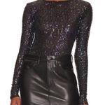 Free People Gold Rush Sequin Long Sleeve Top - Black Combo Size XS Photo 2