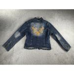 Faded Glory Vintage  Denim Blazer Jacket Women 12 Embroidered Floral‎ Boho Y2K Photo 2