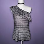 Juicy Couture NEW  Gray and Black One-Shoulder Striped Top Photo 3