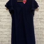 Lilly Pulitzer  Kathie dress navy blue metallic ruffle sleeves v-neck Size 2 Photo 1