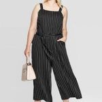 Ava & Viv Plus Size Black & White Striped Jumpsuit Photo 0