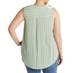 Market & Spruce Prat Sleeveless Henley Blouse 2x Green Striped Layering Photo 1
