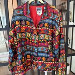 Vintage 90s silk Details Sportswear patchwork Print Windbreaker Jacket fall Red Photo 0