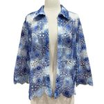 Alfred Dunner Blue Tie Dye Floral Medallion Lace Jacket Size Large Petite Photo 0