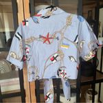 ZARA  nautical tie front top cropped short sleeve coastal anchor sailor blouse Photo 3