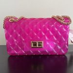 Le Miel  Gel Hot Pink Tote Gold Chain Purse/Shoulder Bag Photo 3
