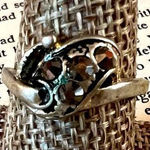 Black Rhinestone Askew Silver Tone Ring Sz 8 Photo 0