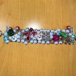 Betsey Johnson  rhinestone bear pearl bow Christmas bracelet Photo 3