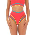 Andrea Iyamah  Yassa High Waisted Bikini Bottom in Red Multi Size XS Photo 1
