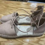Eileen Fisher  Flat Elastic Espadrille Sandals Women 7.5 Beige Leather Lace Up S1 Photo 0