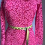 H&M Women's Pink Floral Lace Cutout Short Dress - Long Sleeve Coquette Size 6 Photo 5
