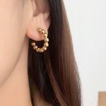 Beaded Hoops Earrings, Mini Hoops Earrings, Small Hoops Earrings Gold Photo 2