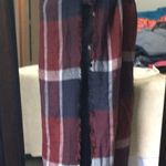 Giant Scarf Wrap Red Blue with Fringe Photo 2