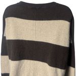 Pure Amici 100% Cashmere Brown and Tan Stripe Crewneck Cozy Cabin Holiday XS Photo 5