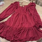 Lulus Only You and I Burgundy Long Sleeve Tie-Back Mini Skater Dress Photo 2