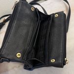 Michael Kors Black Leather Crossbody Bag MK Logo Gold Tone Adjustable Strap Photo 10