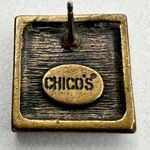 Chico's Pyramid Rhinestone Studded Square Stud Gold Tone Earrings Pierced Pair Photo 1