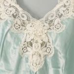 VTG California Dynasty Satin Fairy Cottagecore Etherial Lace Slip Dress Medium Green Photo 8