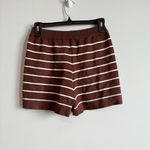 Striped Sweater Sweat Shorts brown white size small Photo 1