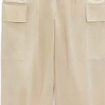 ZARA  Barrel Leg Cargo Chino Pants Tan Photo 0