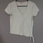 Pink Rose Ribbed Tie Wrap Short Sleeve Top Size Large Photo 0