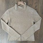TSE 100% Cashmere Classic Knit Funnel Neck Sweater Tan and White Melange Small Photo 0