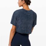 Lululemon  All Yours Crop Tee Size 6 Pima Cotton Shirt Cloudy Wash True Navy Photo 1