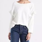 Current/Elliott Current Elliot White The Ruffle Shoulder Long Sleeve Sweatshirt 2 S New Photo 4