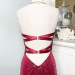 La Femme  Red Sequin Strapless Formal Dress Prom Evening Gown Mermaid Size 4 Photo 5