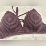 Shade & Shore  Knit Crochet Underwire Padded Push Up Bikini Top Purple Sz 38B New Photo 4