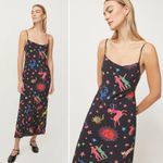 RHODE Jemima Slip Dress Neon Zodiac Black Maxi Size 4 Photo 3
