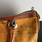 Alviero Martini Brown Handbag Map Leather Boston Speedy Bag Satchel Milan Tote Photo 8